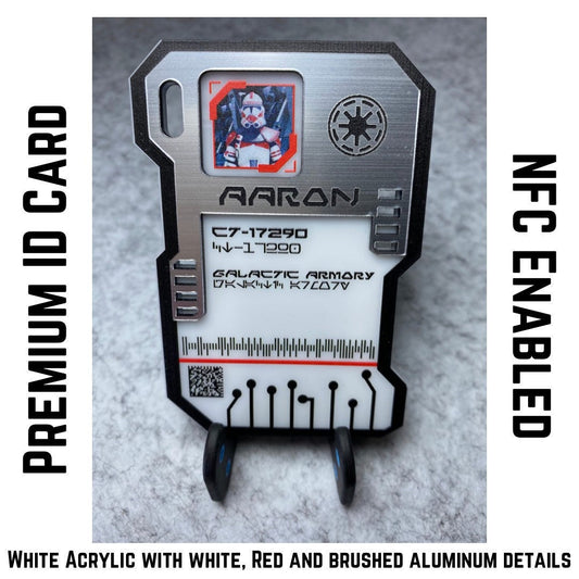 Premium Star Wars Galaxy's Edge NFC ID Card - Batuu Cosplay Original - Star Wars Cosplay - NFC Enabled (White/Black)